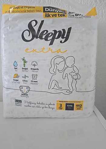 Sleepy Sleepy Extra Organik Bebek Bezi 3 Midi 112 Adet