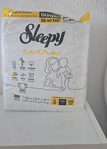 Sleepy Extra Organik Bebek Bezi 3 Midi 112 Adet