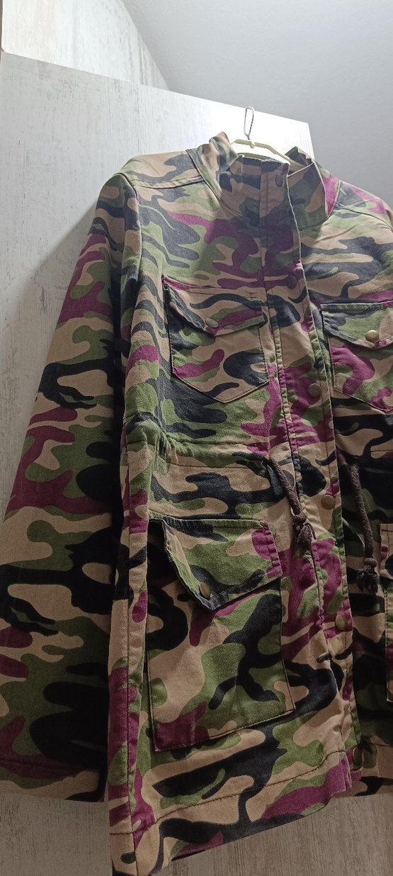 Kadın Çok Renkli Kamuflaj Düğmeli Ceket - Görsel 2