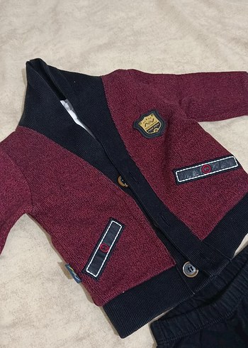Bordo Bebek Erkek Takım, Uzun Kollu, Düğmeli - Görsel 3