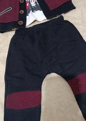 Bordo Bebek Erkek Takım, Uzun Kollu, Düğmeli - Görsel 2