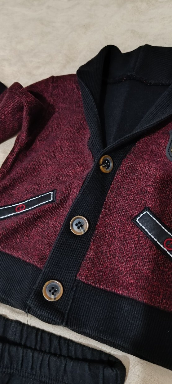 Bordo Bebek Erkek Takım, Uzun Kollu, Düğmeli - Görsel 5
