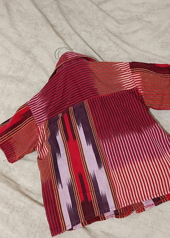 Bordo Bağlama Desenli kısa Kollu Erkek Gömlek - Görsel 3