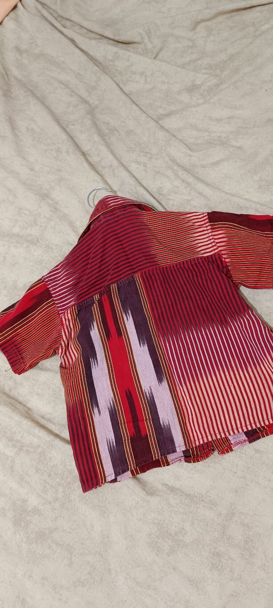 Bordo Bağlama Desenli kısa Kollu Erkek Gömlek - Görsel 3