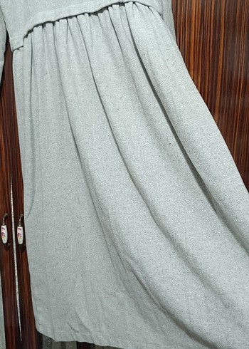 Düğmeli Gri Uzun ince kaban - Görsel 4