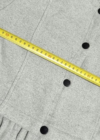 Düğmeli Gri Uzun ince kaban - Görsel 7