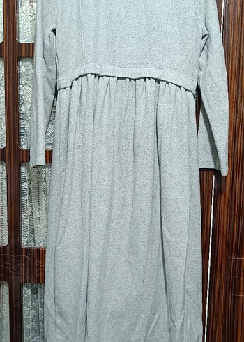 Düğmeli Gri Uzun ince kaban - Görsel 2