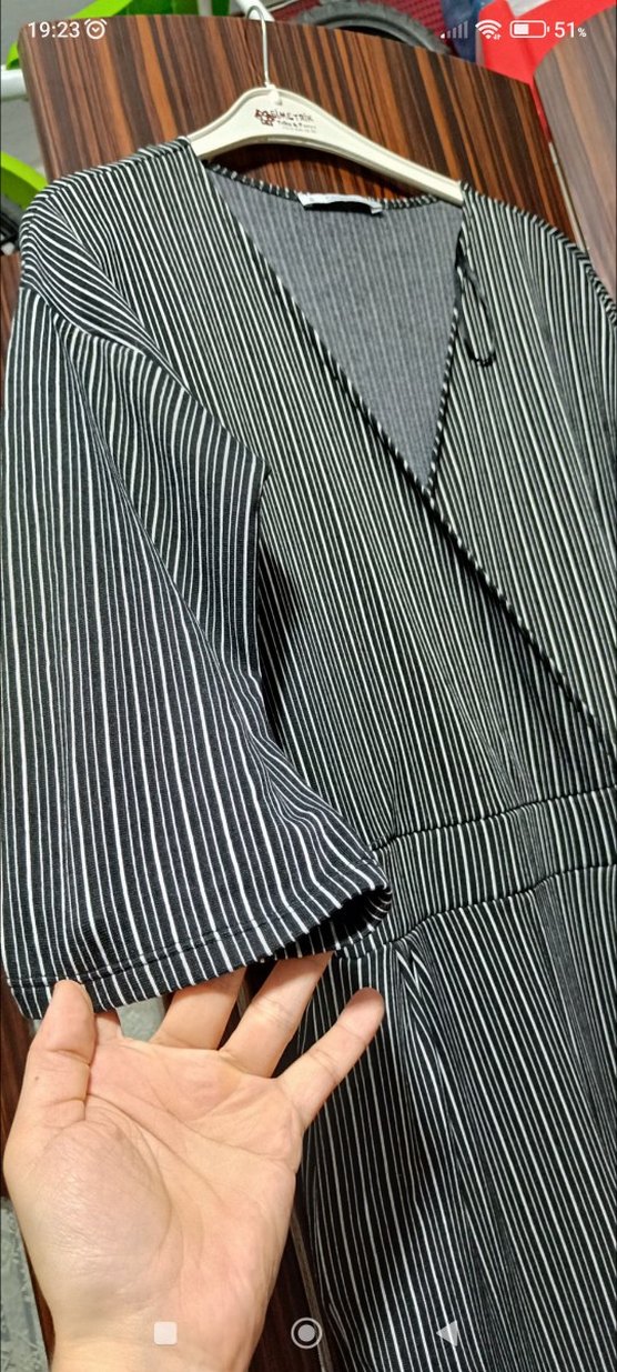 Kadın Gri Zebra Desenli Uzun Kollu Tulum - Görsel 3