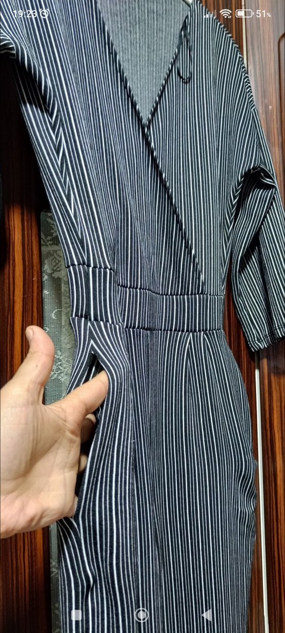 Kadın Gri Zebra Desenli Uzun Kollu Tulum - Görsel 2