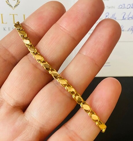 14 ayar 16 cm altın pullu bileklik