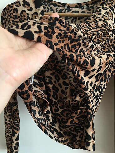 (MESAJ atınz) Addax 2 takım leopar pile etek crop bluz - Görsel 5