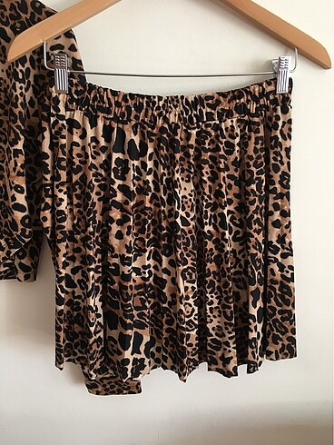 (MESAJ atınz) Addax 2 takım leopar pile etek crop bluz - Görsel 6