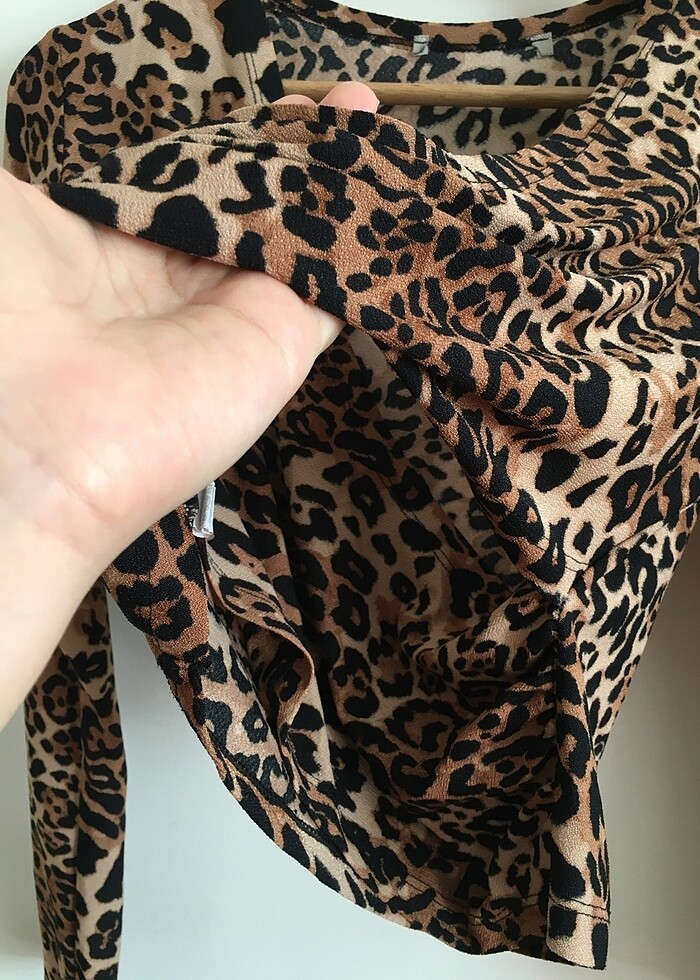 (MESAJ atınz) Addax 2 takım leopar pile etek crop bluz - Görsel 5