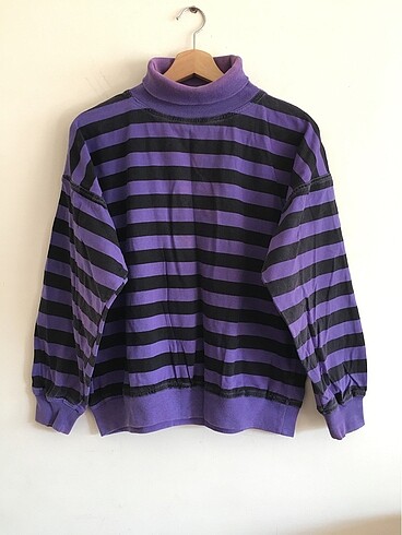 Y2k çizgili oversize balıkçı yaka vintage