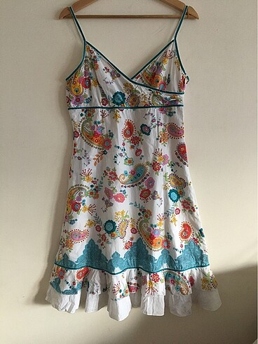 (MESAJ) Y2k fermuarlı çiçekli askılı midi vintage lolita
