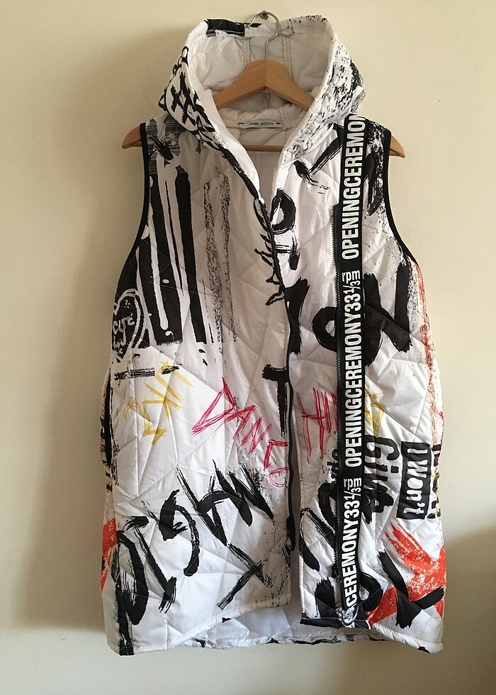 (MESAJ atınz) Y2k uzun şişme yelek vintage lolita goth - Görsel 2