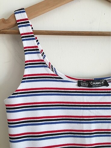 American Vintage (MESAJ) Y2k çizgili yırtmaçl askılı kısa vintage