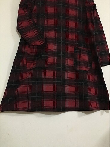 l Beden (MESAJ) Y2k ekose kışlık cepli midi vintage elbise