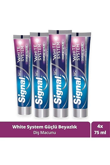 (MESAJ atınz) 4lü Signal white system güçlü beyaz 75ml