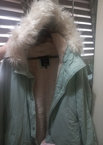 xl Beden çeşitli Renk mavi marka mint yeşili Peluş Detaylı Midi Kadın Kışlık Mont