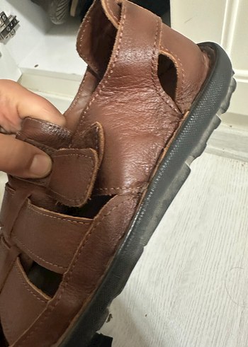 Kahverengi Deri Tokalı Erkek Sandalet - Görsel 2