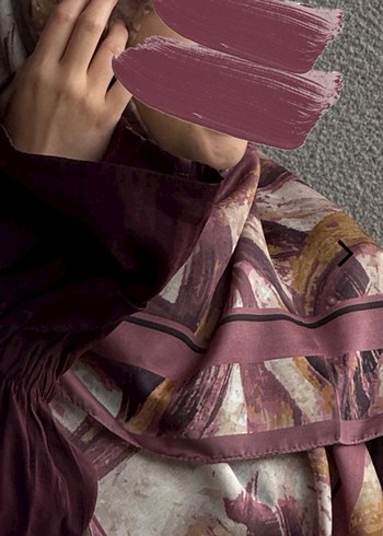 Büyük boy eşarp 120 120 cm gül kurusu - Görsel 2