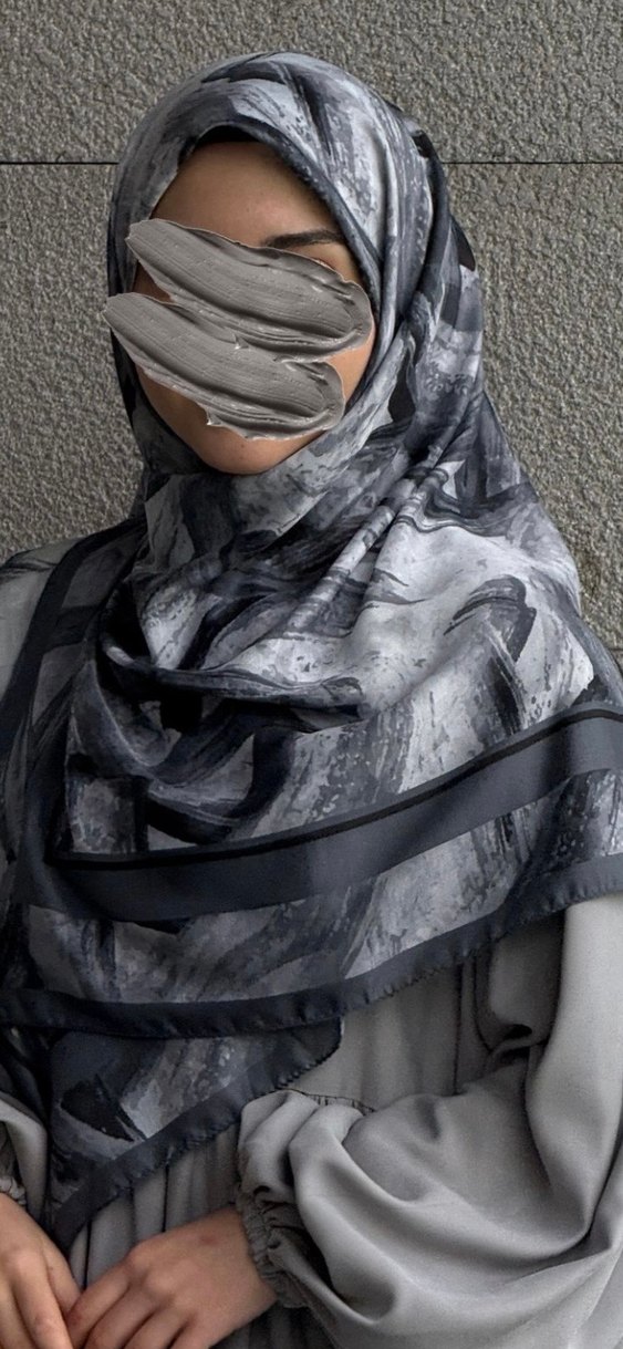 Gri Dökümlü Büyük boy eşarp 120 120 cm - Görsel 2