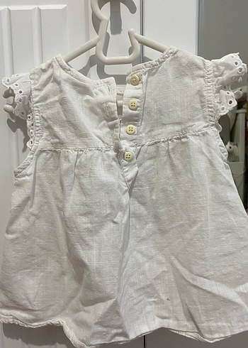 Kız Çocuk Beyaz Nakışlı Keten gömlek - Görsel 3