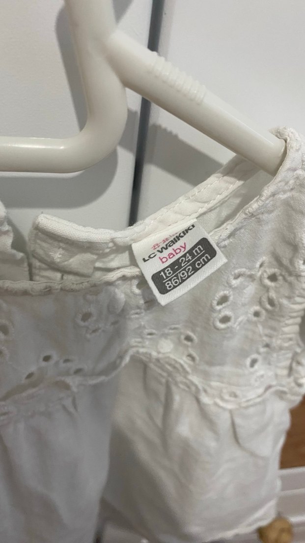 Kız Çocuk Beyaz Nakışlı Keten gömlek - Görsel 2