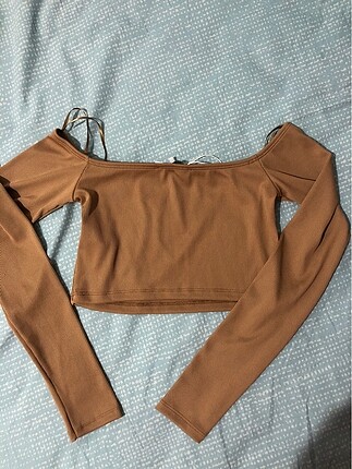 xs Beden camel Renk Bershka crop üst