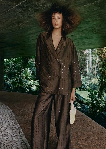 Zara Pullu Saten Blazer