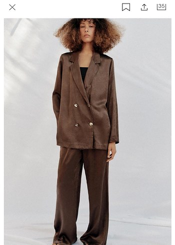 Zara Dore Dugmeli Saten Blazer