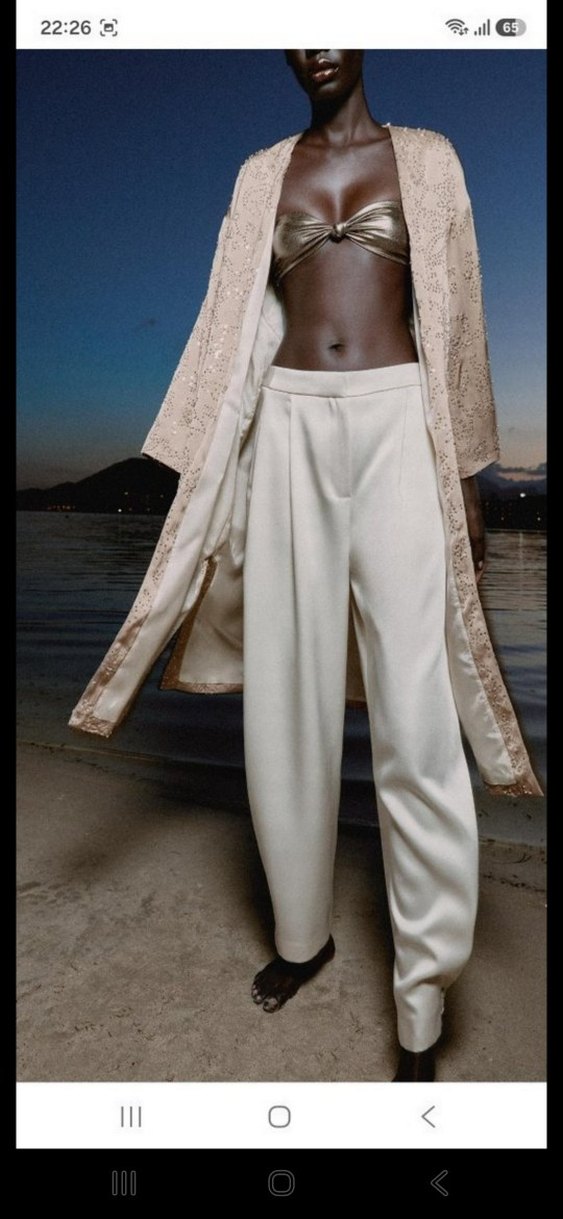 Zara pullu boncuklu işlemeli saten kimono( xs/s) — görsel 10/19