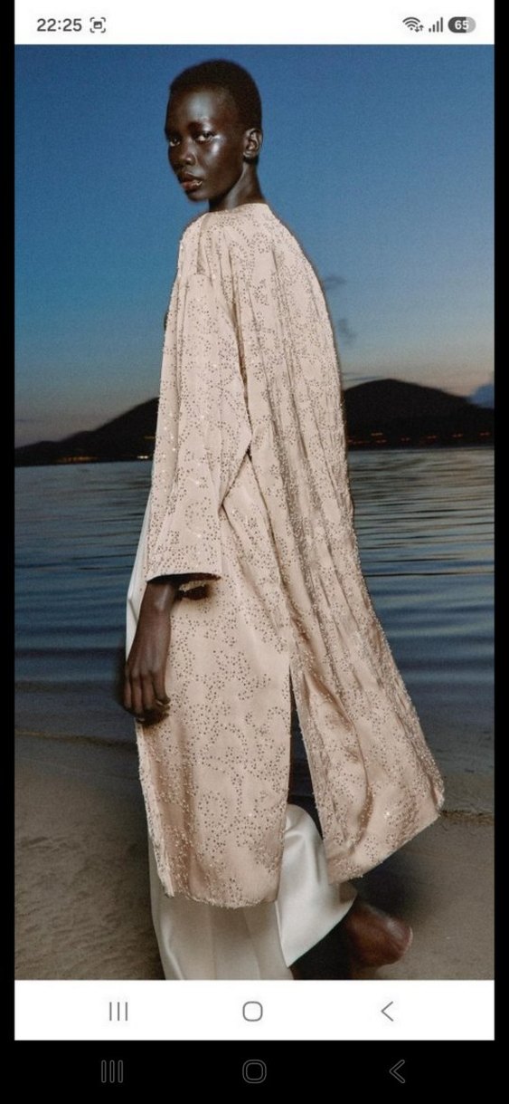 Zara pullu boncuklu işlemeli saten kimono( xs/s) — görsel 7/19