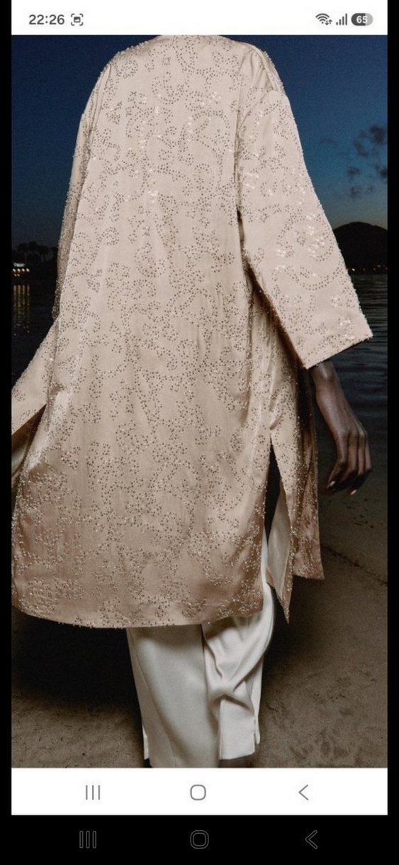 Zara pullu boncuklu işlemeli saten kimono( xs/s) — görsel 11/19