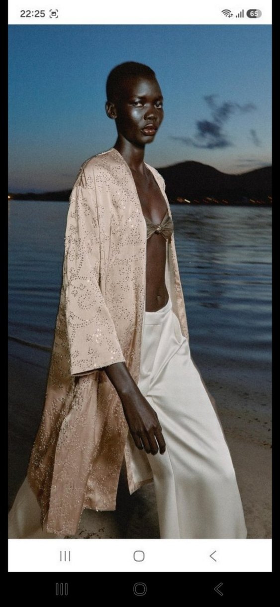 Zara pullu boncuklu işlemeli saten kimono( xs/s) — görsel 6/19