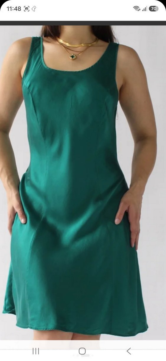 Zara yeşil saten elbise — görsel 12/18