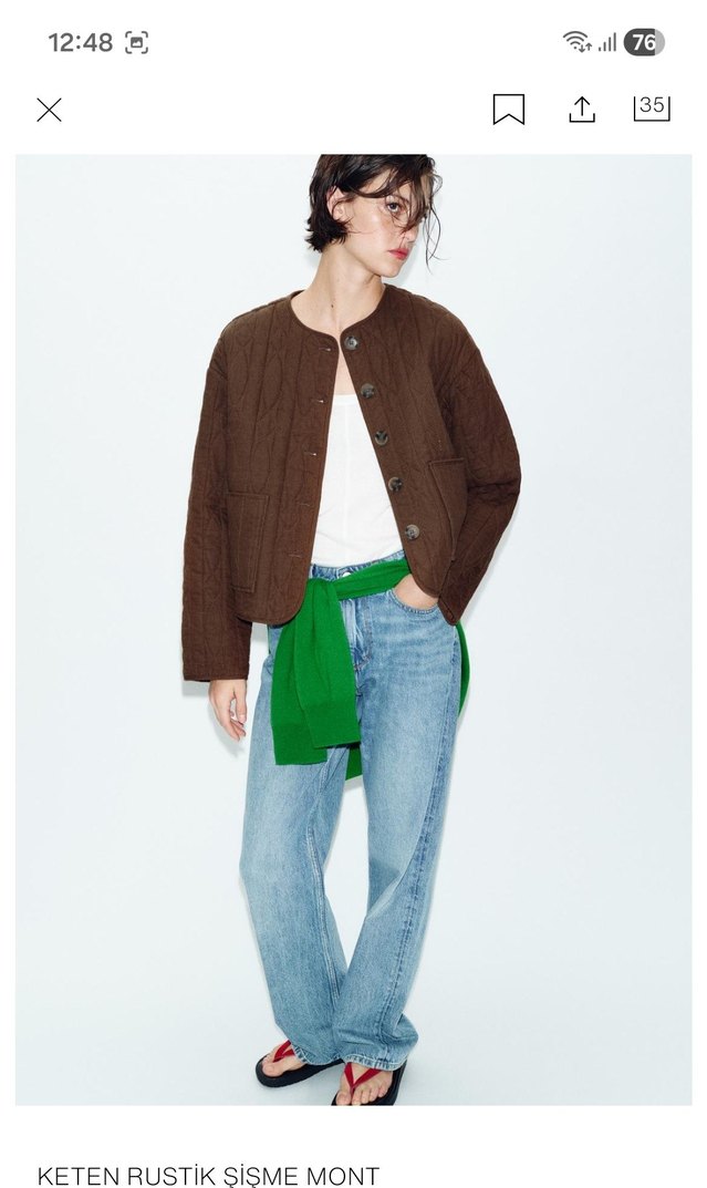 Zara rustik kapitone mont — görsel 4/14