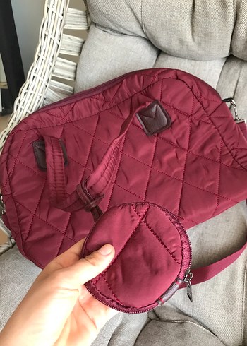 Diğer Bordo Kadın Günlük Fermuarlı Çanta