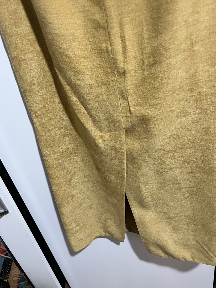 Sarı Keten Drapeli Uzun Kadın Etek - Görsel 4