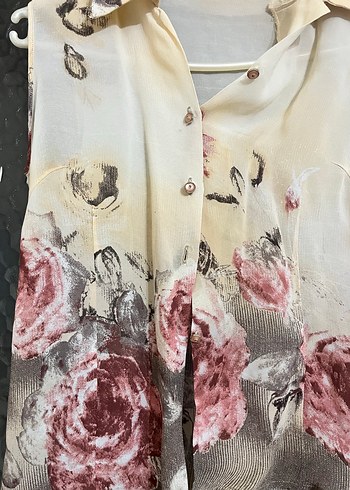 Çiçek Desenli Kolsuz Mini Gömlek - Görsel 3