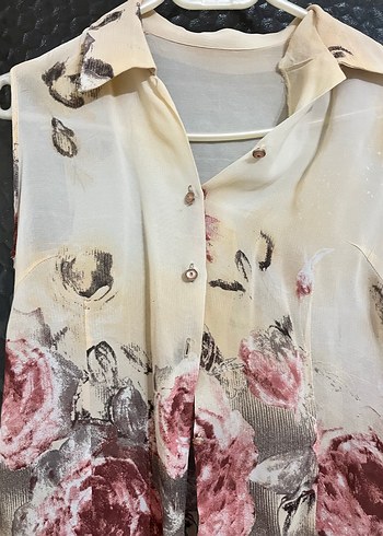 Çiçek Desenli Kolsuz Mini Gömlek - Görsel 2