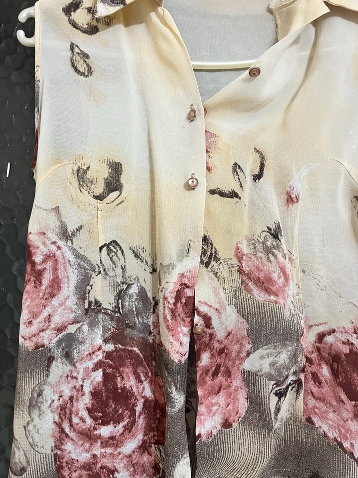 Çiçek Desenli Kolsuz Mini Gömlek - Görsel 3