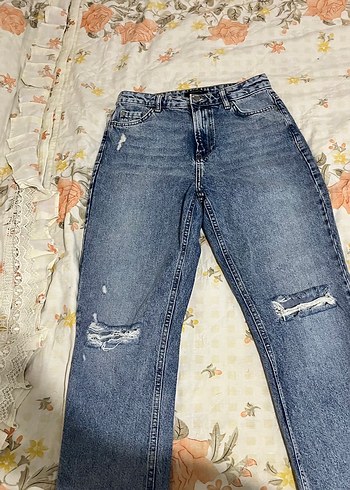 Kadın Mavi Bol Kesim Denim Pantolon - Görsel 2