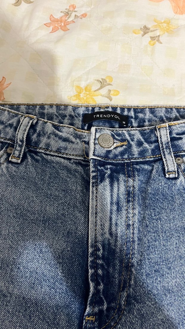 Kadın Mavi Bol Kesim Denim Pantolon - Görsel 3