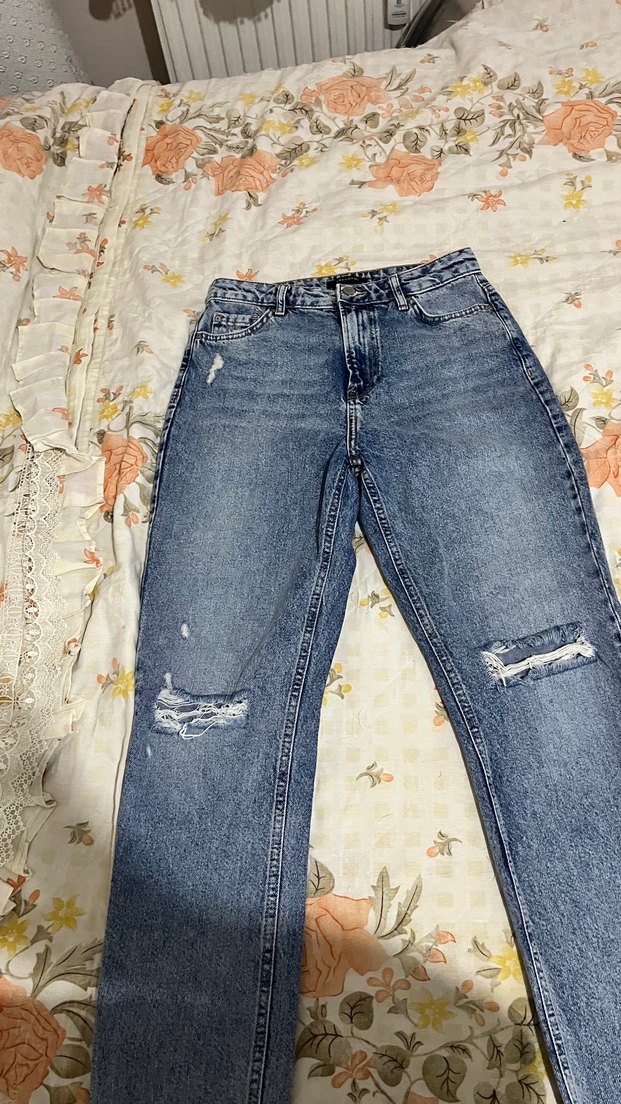 Kadın Mavi Bol Kesim Denim Pantolon - Görsel 2