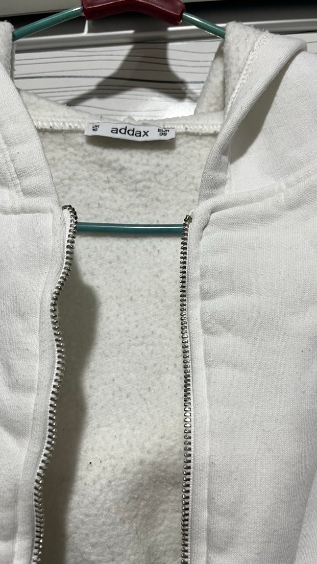 Beyaz Fermuarlı Kadın Sweatshirt - Görsel 5