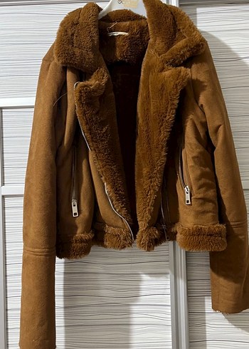 Kahverengi Süet Kürklü Kadın Ceket - Görsel 2