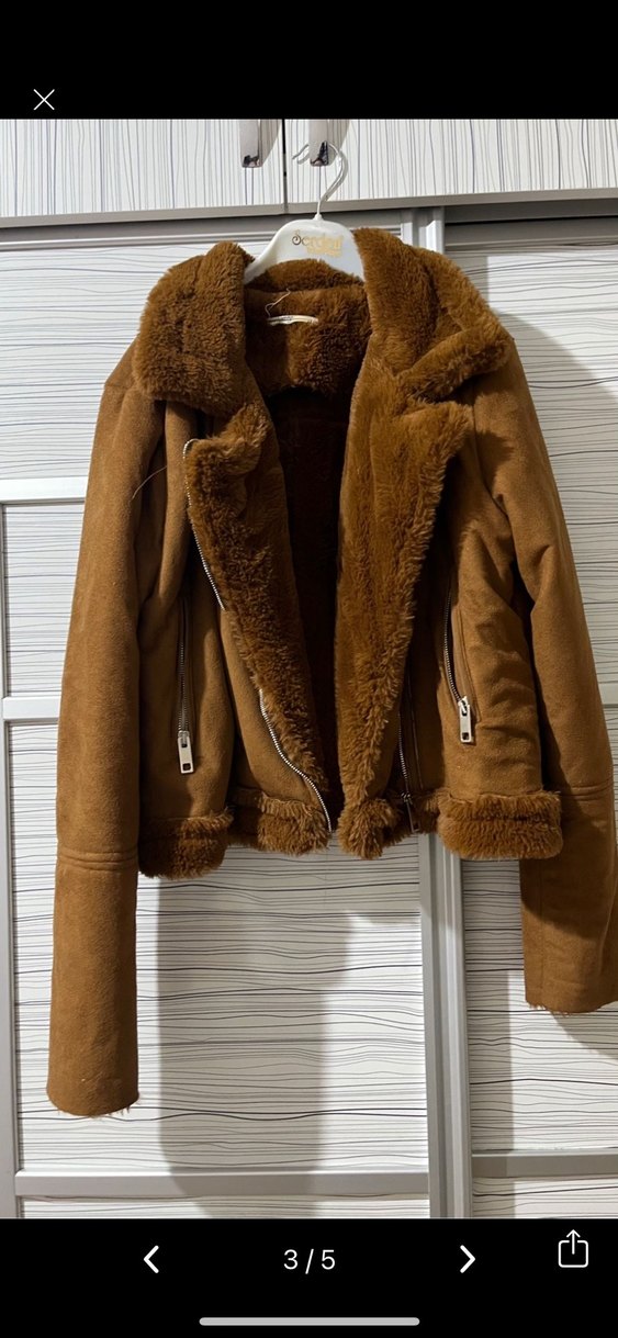 Kahverengi Süet Kürklü Kadın Ceket - Görsel 2
