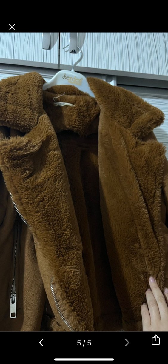 Kahverengi Süet Kürklü Kadın Ceket - Görsel 3